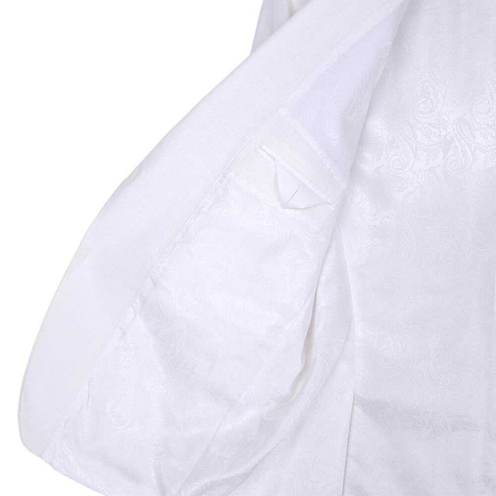 Tayion Mens Classic Fit Suit Jacket Blazer 44L White Herringbone Linen Cotton - Picture 8 of 13